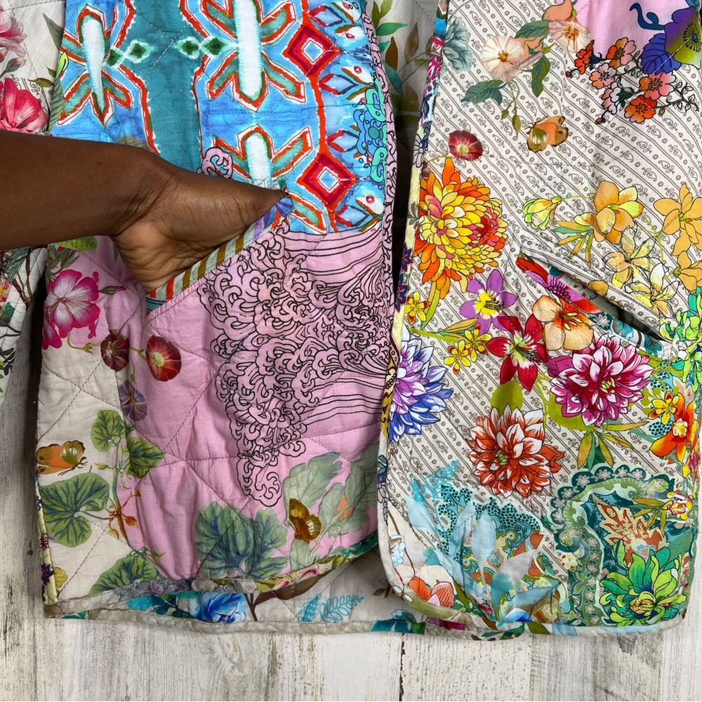 Johnny Was Reversible Dreamer‎ Quilted Jacket M Medium Blooming Floral Patchwork - Picture 8 of 17